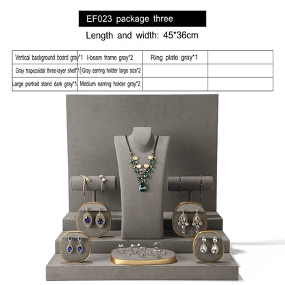 Luxury jewelry window display, props, rings, necklaces, earrings, jade display shelves, ladder jewelry display shelves Jim Display
