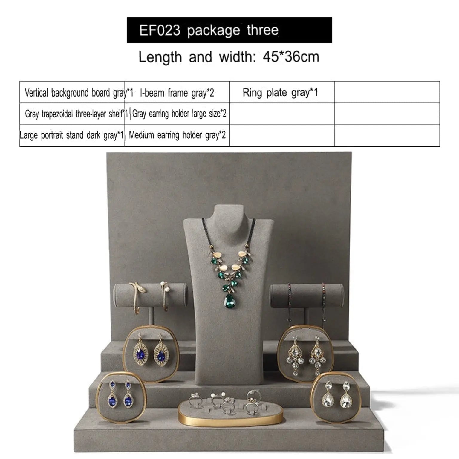 Luxury jewelry window display, props, rings, necklaces, earrings, jade display shelves, ladder jewelry display shelves Jim Display