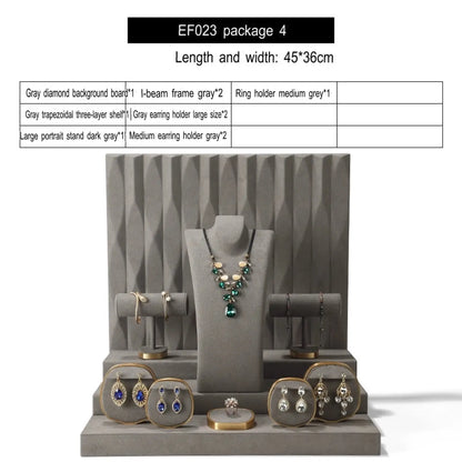 Luxury jewelry window display, props, rings, necklaces, earrings, jade display shelves, ladder jewelry display shelves Jim Display