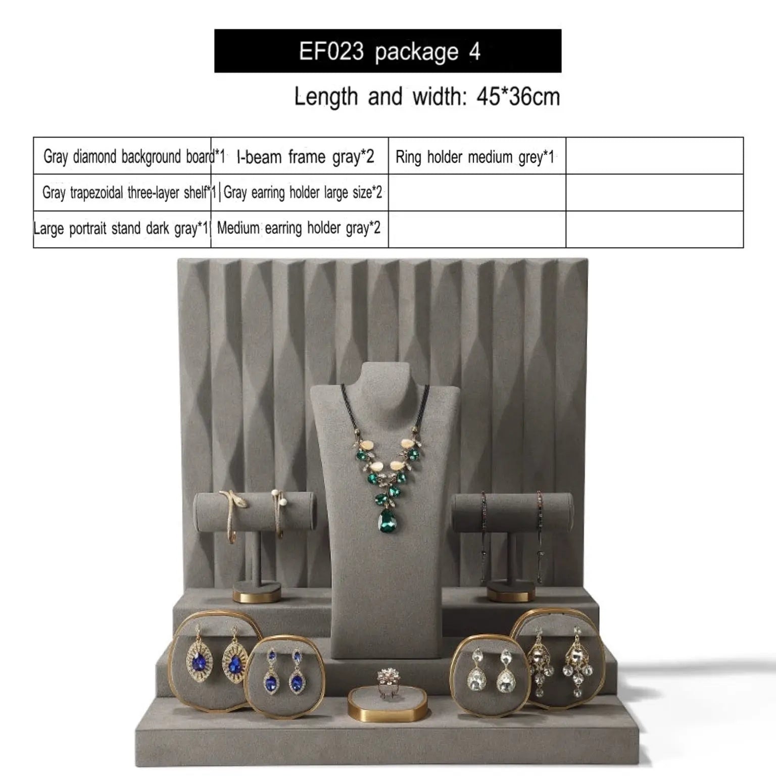 Luxury jewelry window display, props, rings, necklaces, earrings, jade display shelves, ladder jewelry display shelves Jim Display