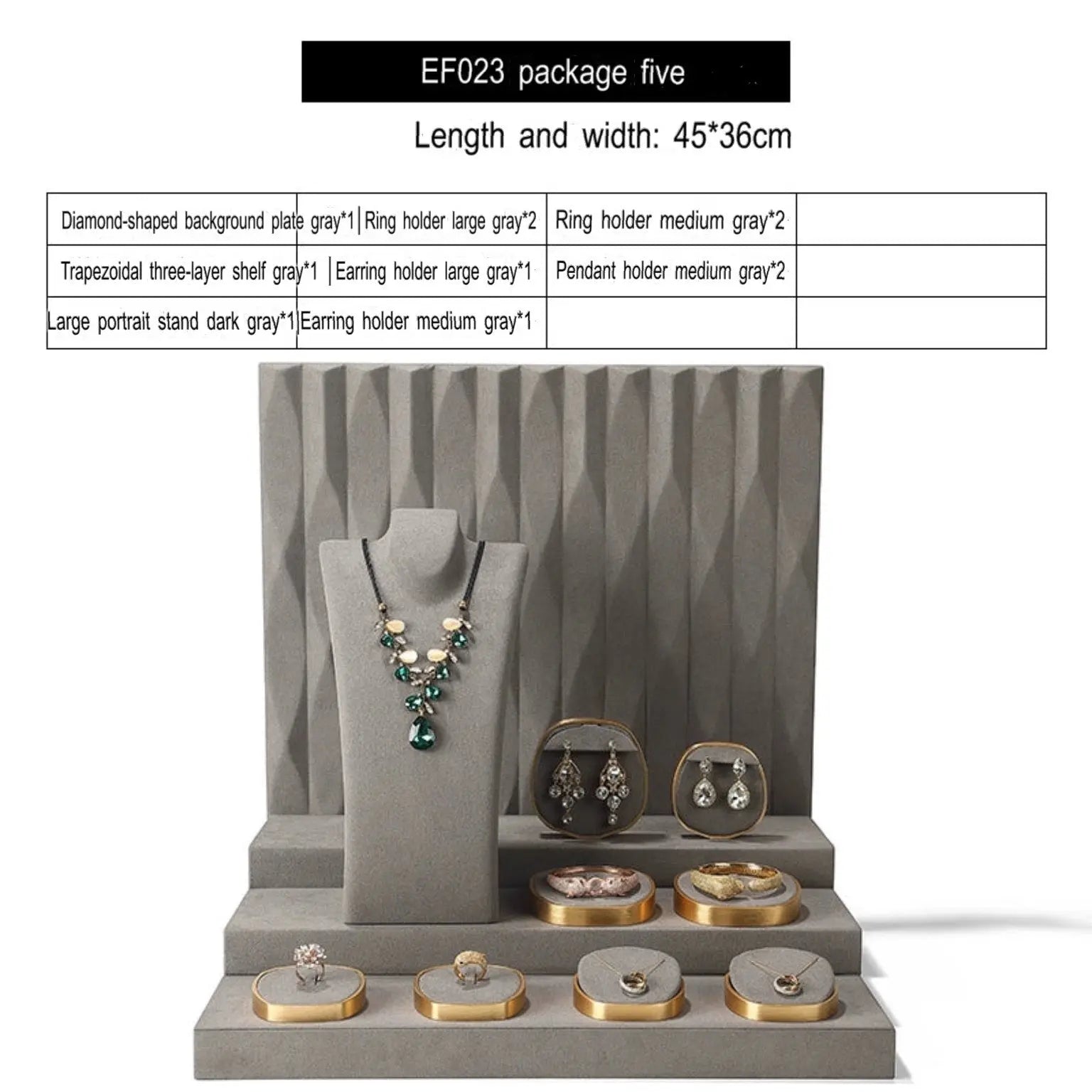 Luxury jewelry window display, props, rings, necklaces, earrings, jade display shelves, ladder jewelry display shelves Jim Display