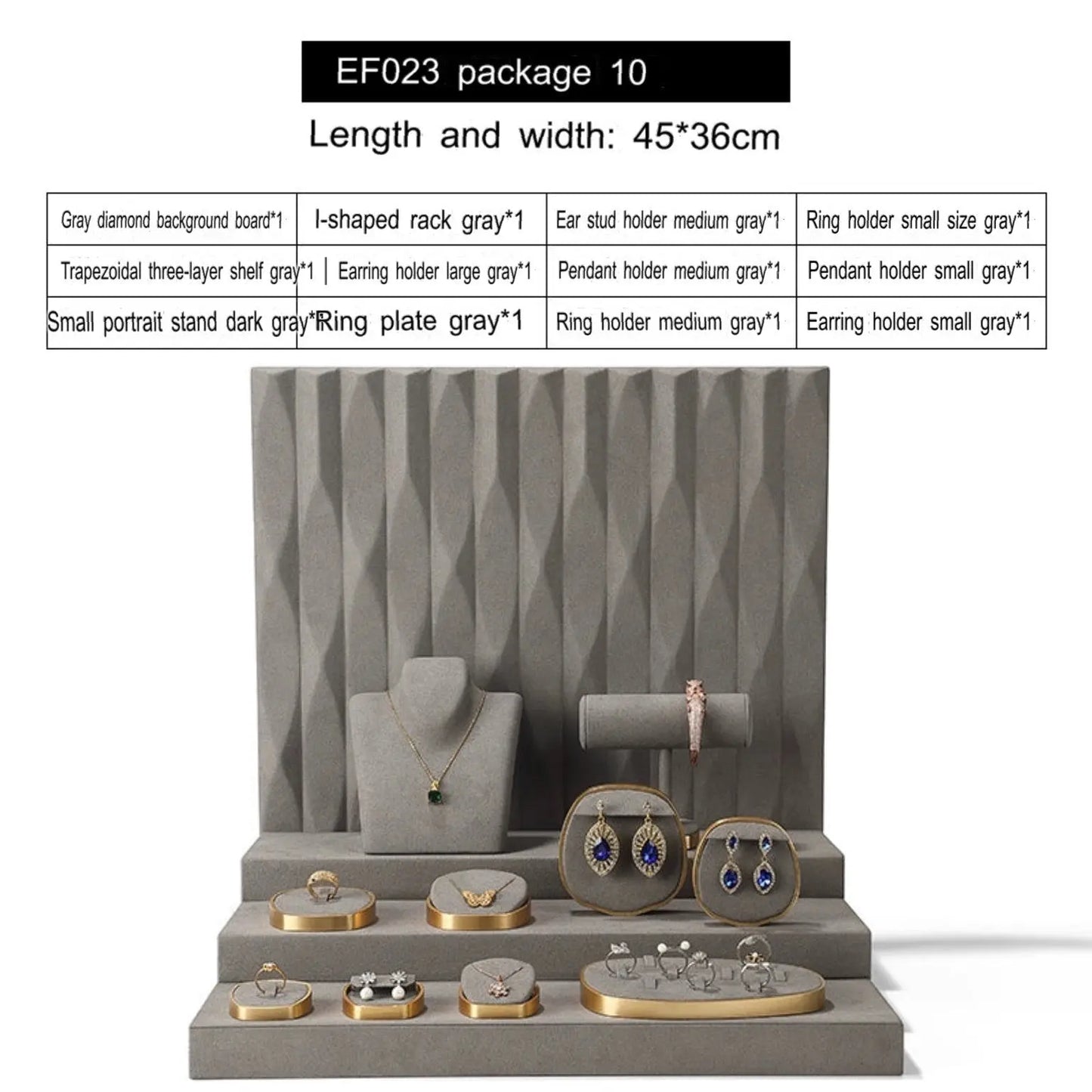 Luxury jewelry window display, props, rings, necklaces, earrings, jade display shelves, ladder jewelry display shelves Jim Display