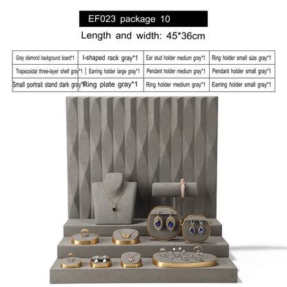 Luxury jewelry window display, props, rings, necklaces, earrings, jade display shelves, ladder jewelry display shelves Jim Display