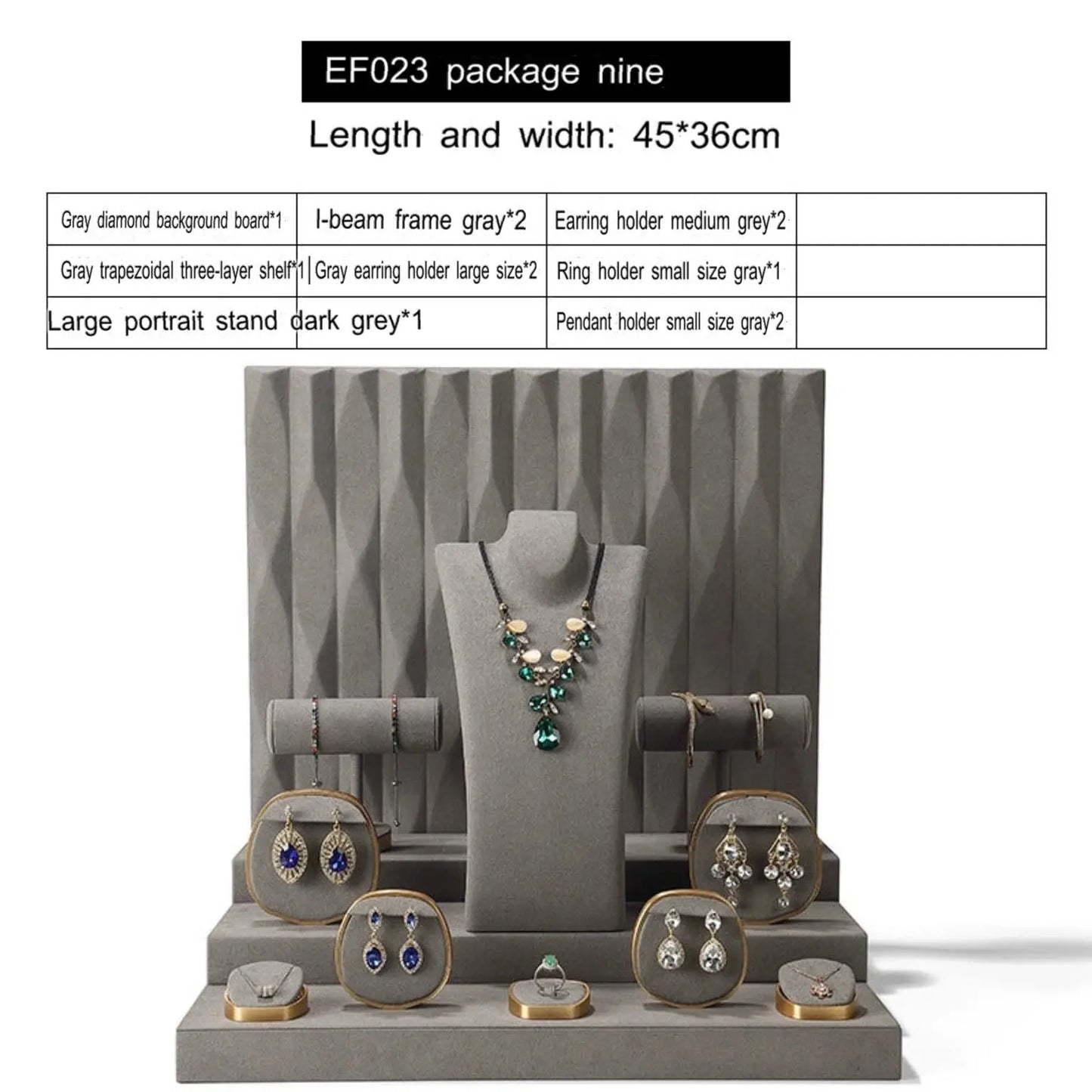 Luxury jewelry window display, props, rings, necklaces, earrings, jade display shelves, ladder jewelry display shelves Jim Display
