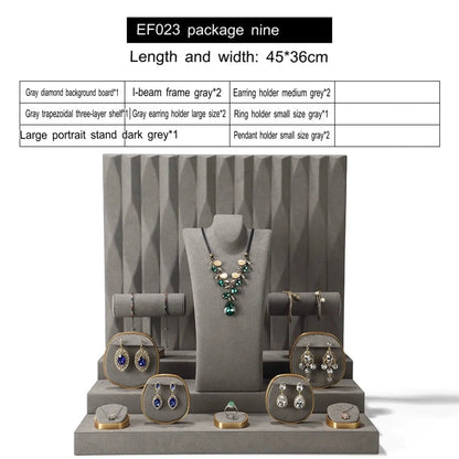 Luxury jewelry window display, props, rings, necklaces, earrings, jade display shelves, ladder jewelry display shelves Jim Display