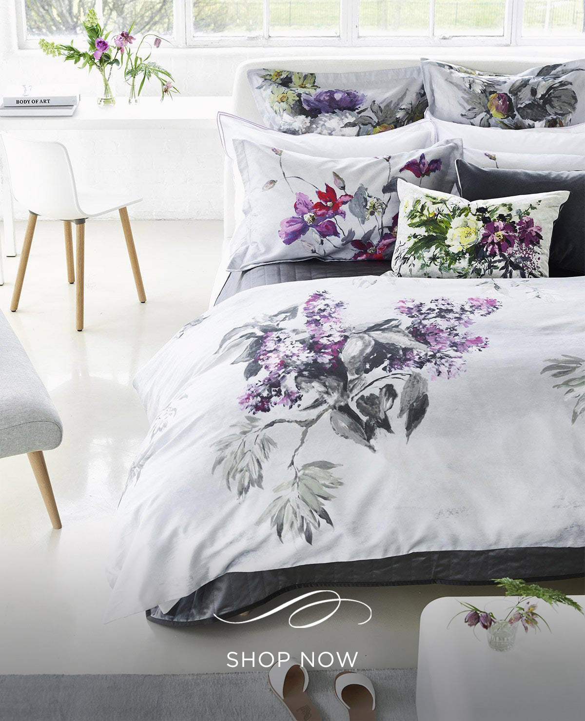 Caprifoglio Argento Floral Sateen