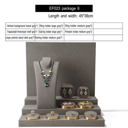 Luxury jewelry window display, props, rings, necklaces, earrings, jade display shelves, ladder jewelry display shelves Jim Display