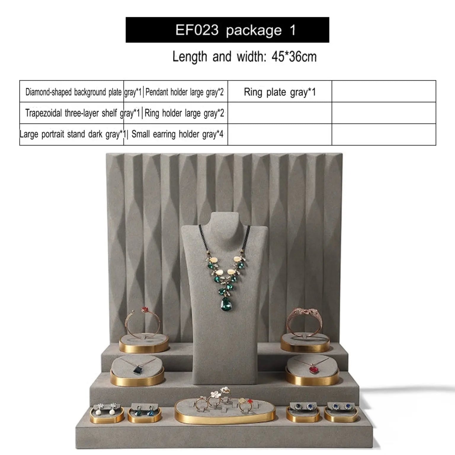 Luxury jewelry window display, props, rings, necklaces, earrings, jade display shelves, ladder jewelry display shelves Jim Display