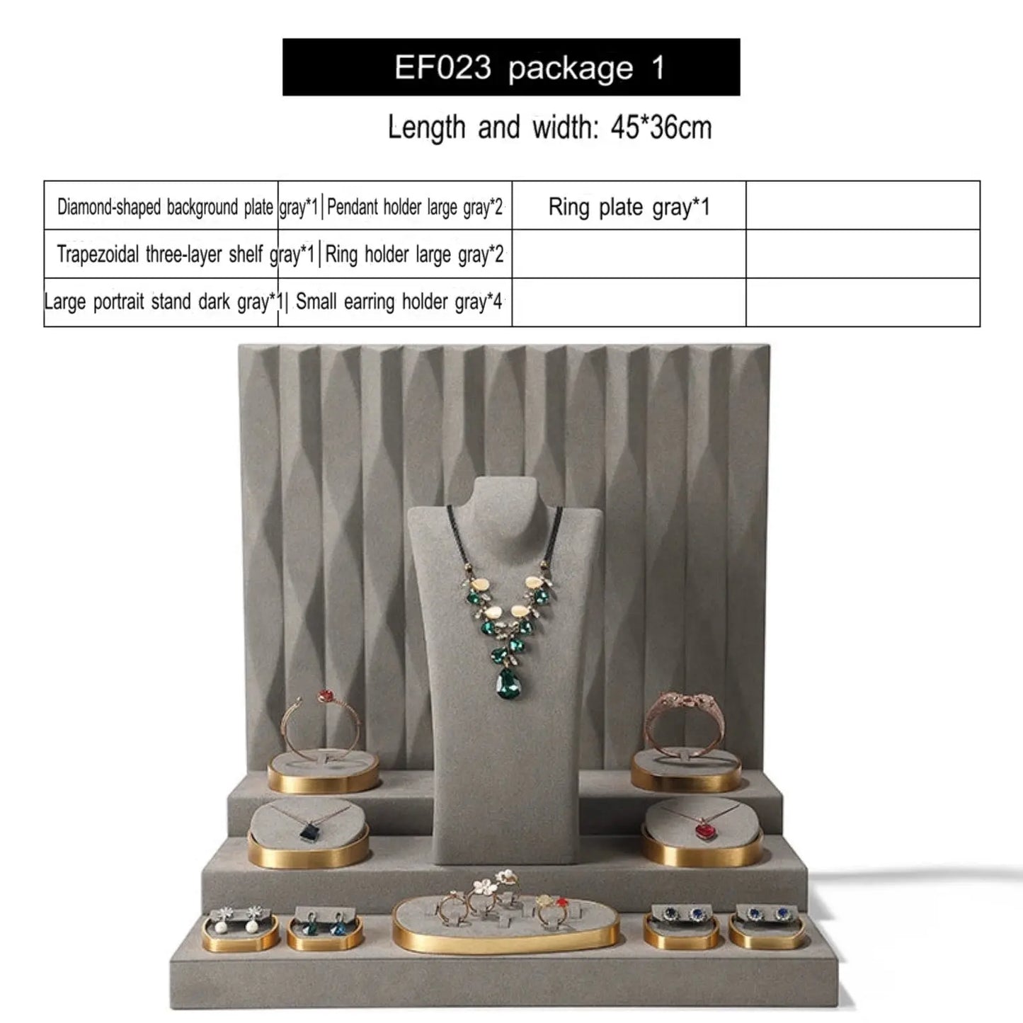 Luxury jewelry window display, props, rings, necklaces, earrings, jade display shelves, ladder jewelry display shelves Jim Display