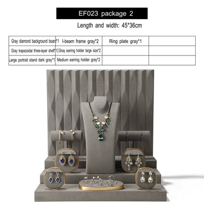 Luxury jewelry window display, props, rings, necklaces, earrings, jade display shelves, ladder jewelry display shelves Jim Display