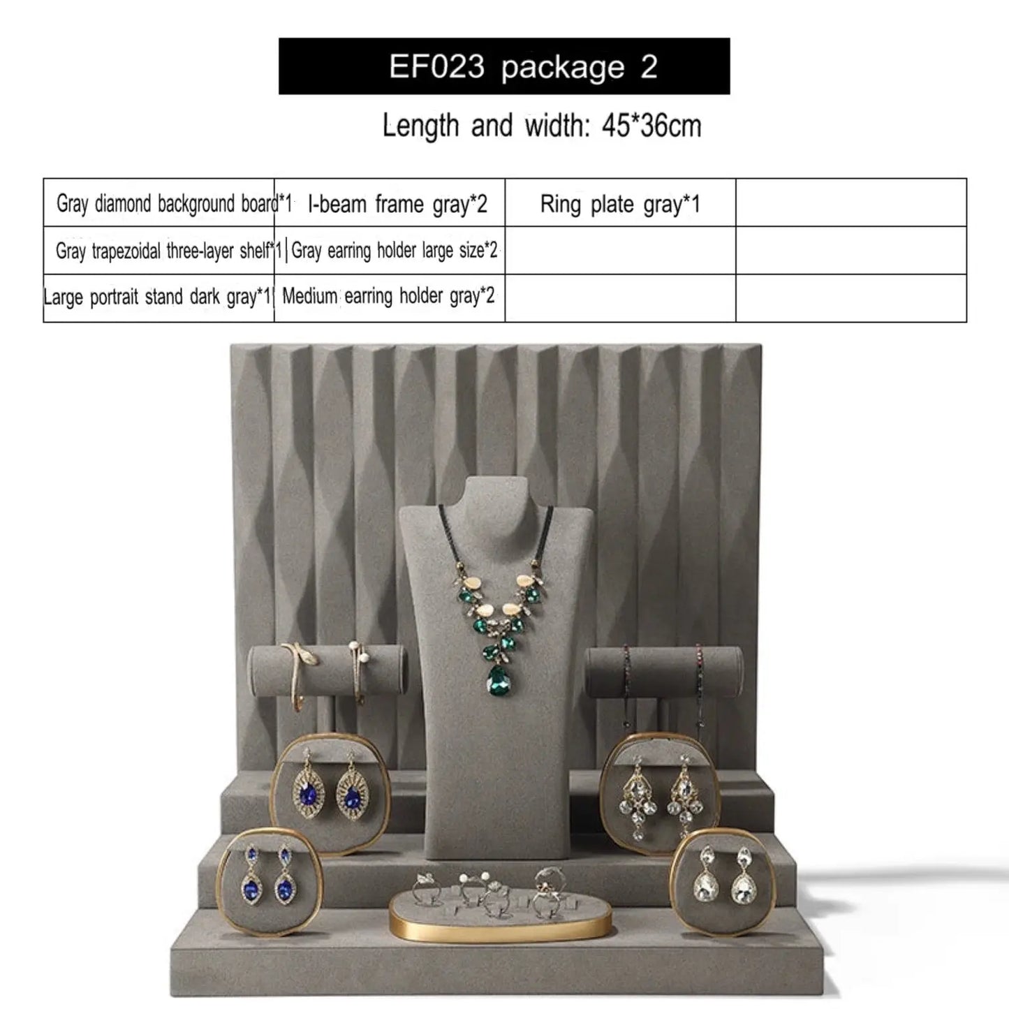 Luxury jewelry window display, props, rings, necklaces, earrings, jade display shelves, ladder jewelry display shelves Jim Display