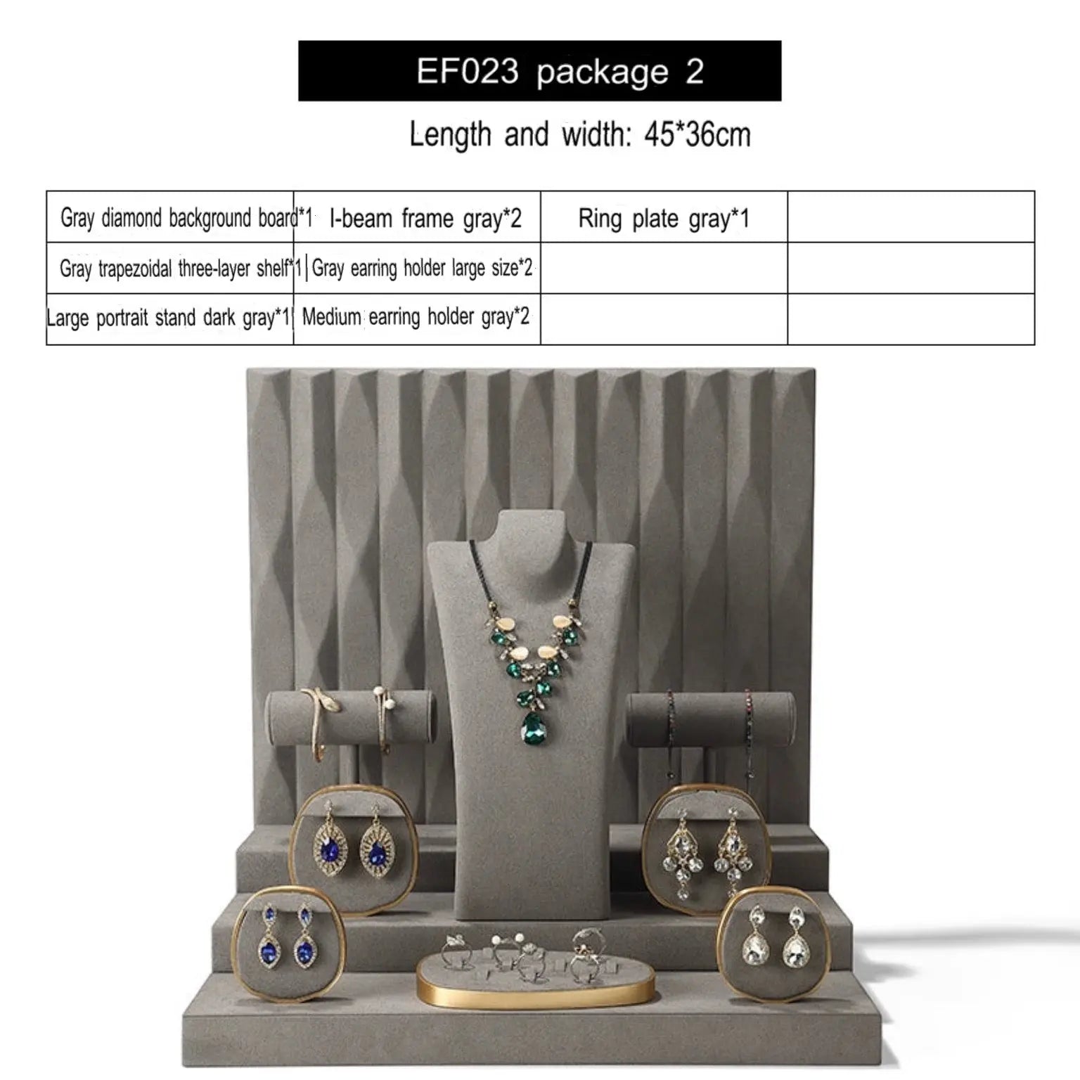 Luxury jewelry window display, props, rings, necklaces, earrings, jade display shelves, ladder jewelry display shelves Jim Display