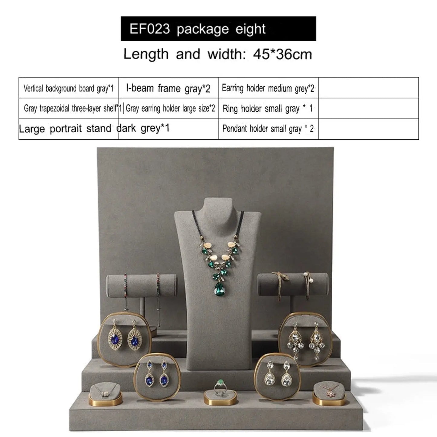 Luxury jewelry window display, props, rings, necklaces, earrings, jade display shelves, ladder jewelry display shelves Jim Display