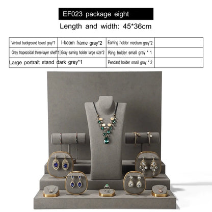 Luxury jewelry window display, props, rings, necklaces, earrings, jade display shelves, ladder jewelry display shelves Jim Display