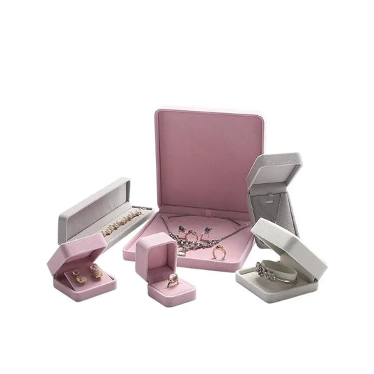 [Clearance] Flannel ring box pink necklace bracelet box earrings stud small delicate wrapping gift box Jim Display