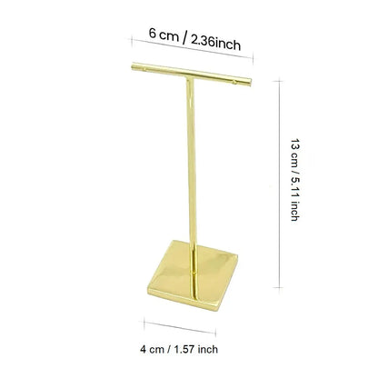 T-shape metal shinny earring stand, shinny gold, silver, copper color, Earring Display props, Earring Stands Jim Display