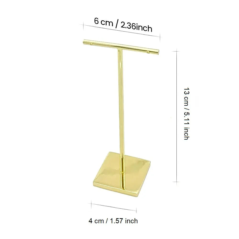 T-shape metal shinny earring stand, shinny gold, silver, copper color, Earring Display props, Earring Stands Jim Display