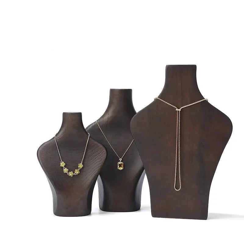 Necklace display stand, solid wood, walnut jewelry display stand, pendant hanger, portrait neck rack, jewelry display props Jim Display