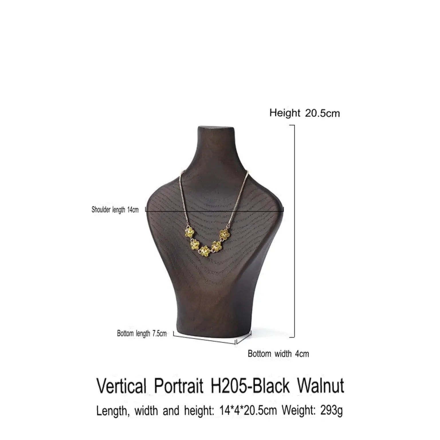 Necklace display stand, solid wood, walnut jewelry display stand, pendant hanger, portrait neck rack, jewelry display props Jim Display