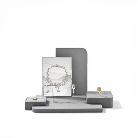 Luxury jewelry display props microfiber ring earrings necklace counter display display plate Jim Display