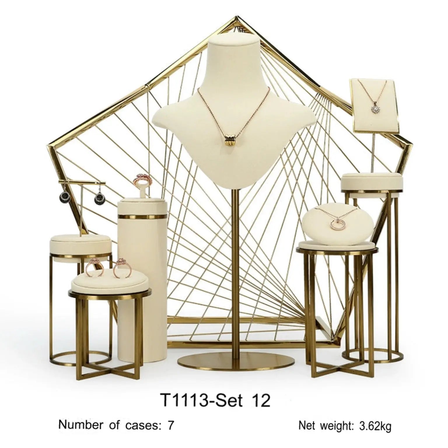Luxury Off-white Jewelry Window Display Jim Display