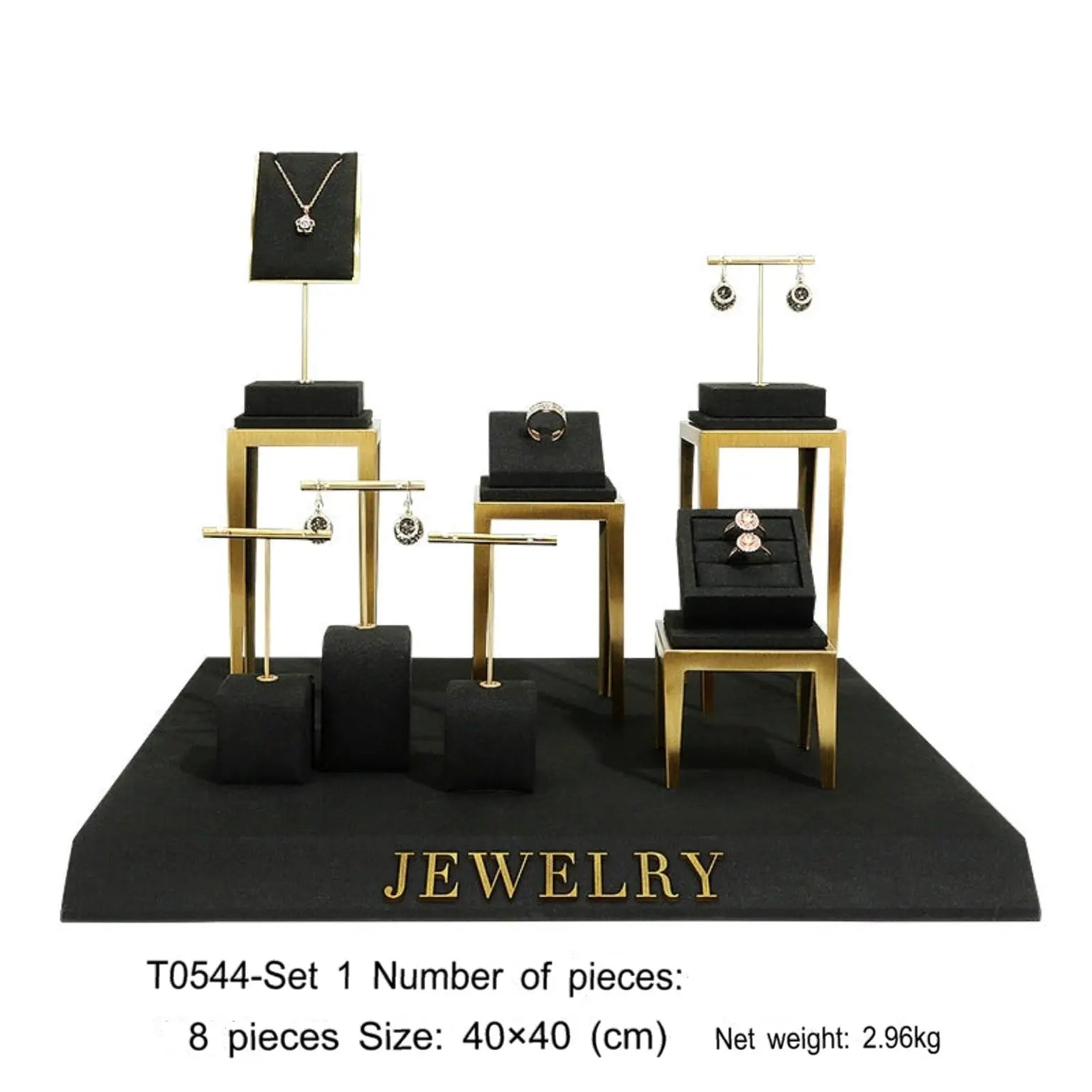 Black jewelry counter display props, necklaces, rings, earrings, studs, bracelets, jewelry display racks Jim Display