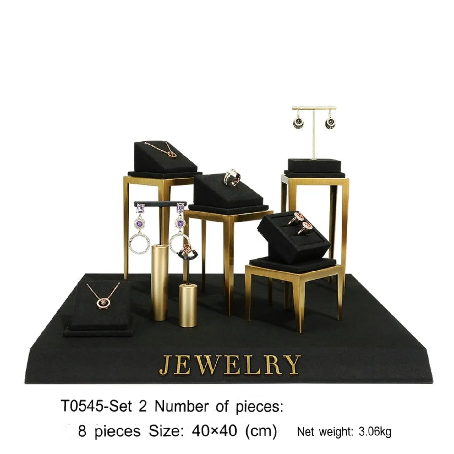 Black jewelry counter display props, necklaces, rings, earrings, studs, bracelets, jewelry display racks Jim Display