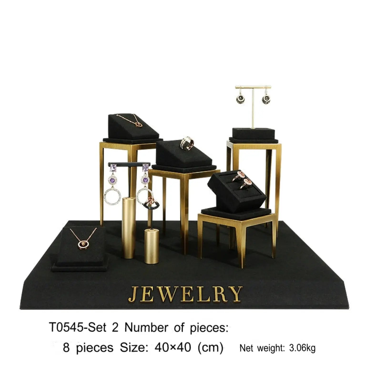 Black jewelry counter display props, necklaces, rings, earrings, studs, bracelets, jewelry display racks Jim Display