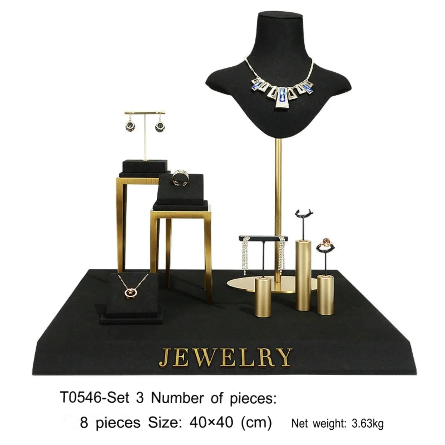 Black jewelry counter display props, necklaces, rings, earrings, studs, bracelets, jewelry display racks Jim Display