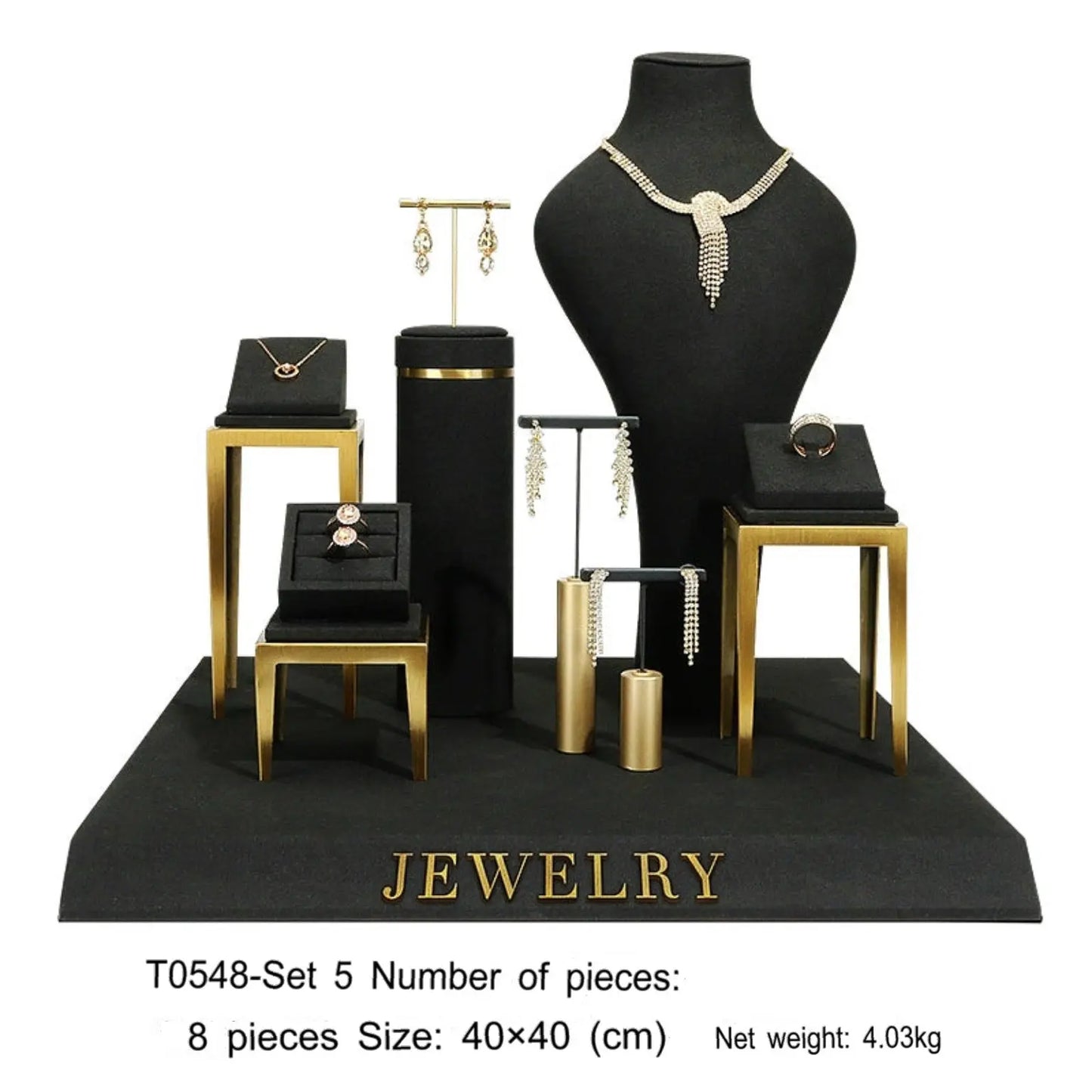 Black jewelry counter display props, necklaces, rings, earrings, studs, bracelets, jewelry display racks Jim Display