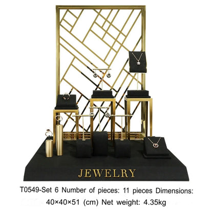 Black jewelry counter display props, necklaces, rings, earrings, studs, bracelets, jewelry display racks Jim Display
