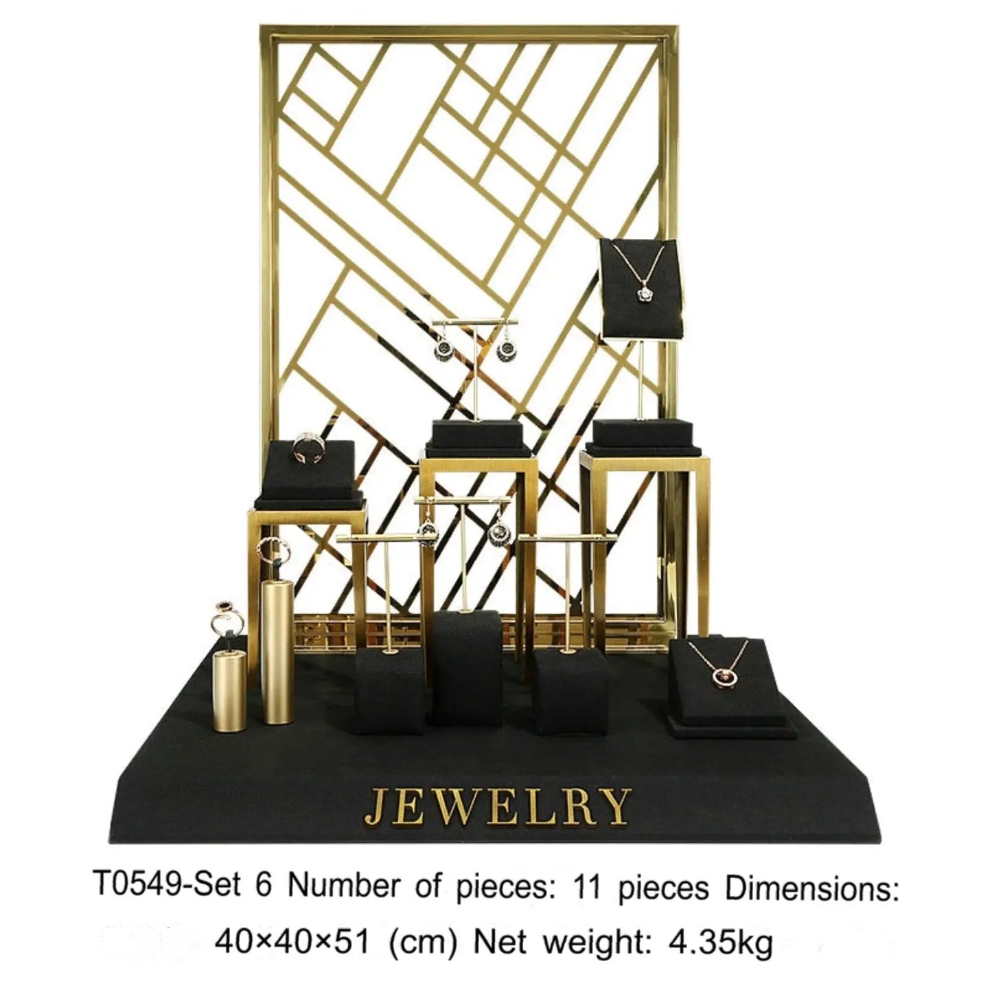 Black jewelry counter display props, necklaces, rings, earrings, studs, bracelets, jewelry display racks Jim Display