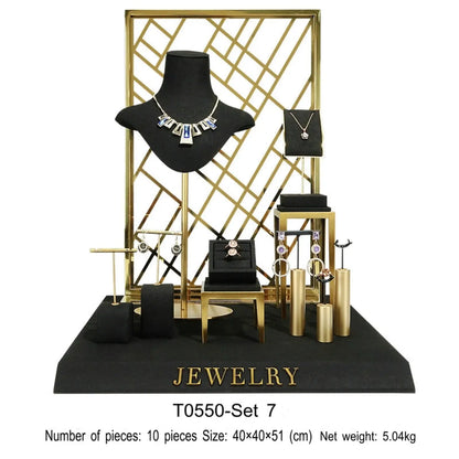 Black jewelry counter display props, necklaces, rings, earrings, studs, bracelets, jewelry display racks Jim Display