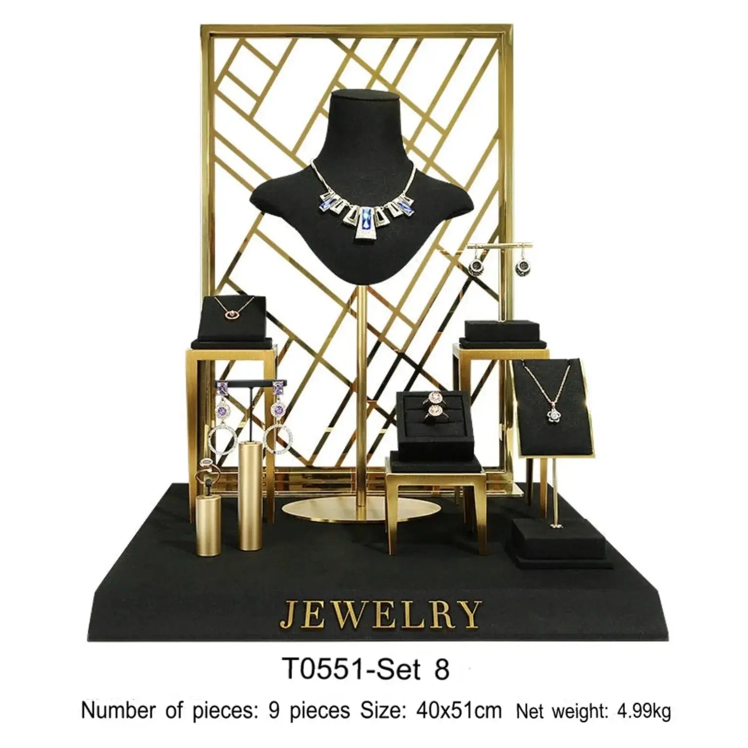 Black jewelry counter display props, necklaces, rings, earrings, studs, bracelets, jewelry display racks Jim Display