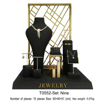 Black jewelry counter display props, necklaces, rings, earrings, studs, bracelets, jewelry display racks Jim Display