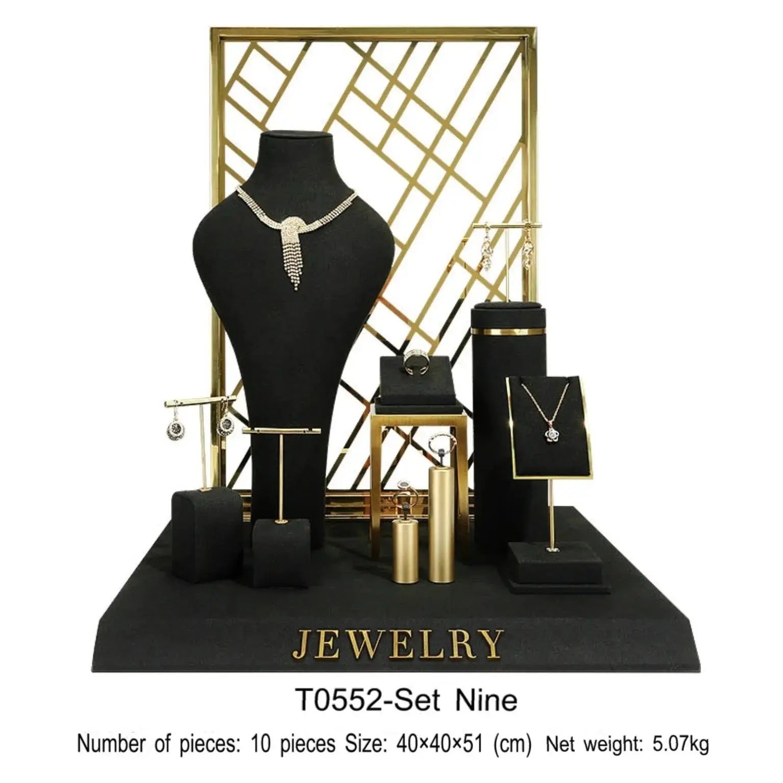 Black jewelry counter display props, necklaces, rings, earrings, studs, bracelets, jewelry display racks Jim Display