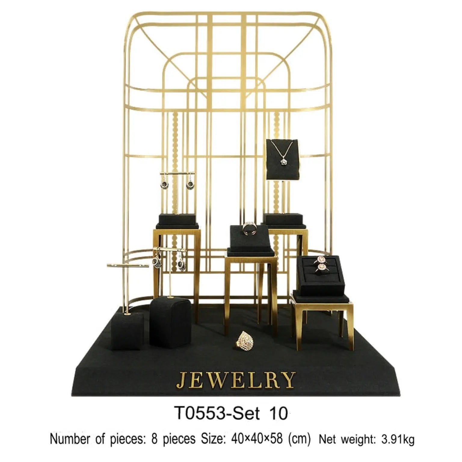 Black jewelry counter display props, necklaces, rings, earrings, studs, bracelets, jewelry display racks Jim Display