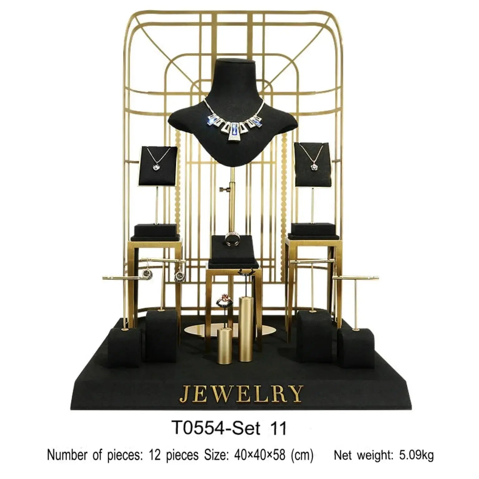 Black jewelry counter display props, necklaces, rings, earrings, studs, bracelets, jewelry display racks Jim Display