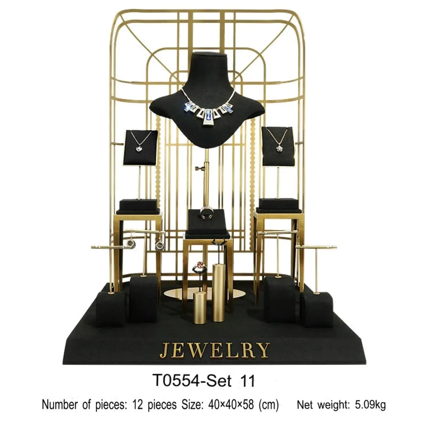 Black jewelry counter display props, necklaces, rings, earrings, studs, bracelets, jewelry display racks Jim Display