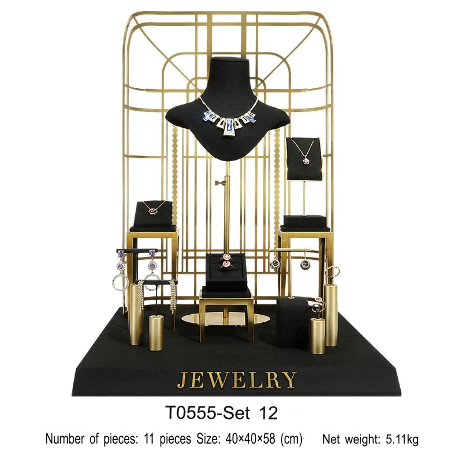 Black jewelry counter display props, necklaces, rings, earrings, studs, bracelets, jewelry display racks Jim Display