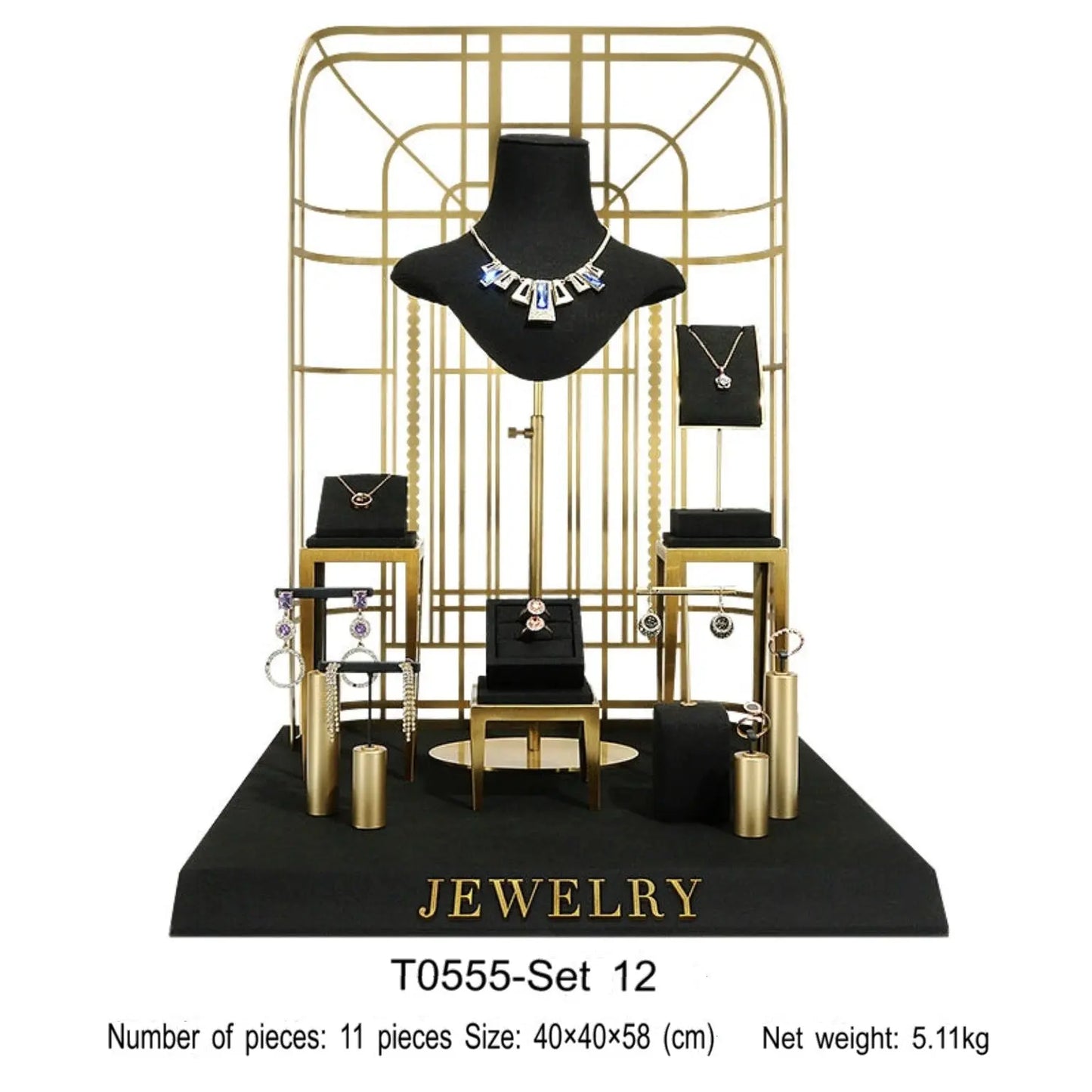Black jewelry counter display props, necklaces, rings, earrings, studs, bracelets, jewelry display racks Jim Display