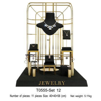 Black jewelry counter display props, necklaces, rings, earrings, studs, bracelets, jewelry display racks Jim Display