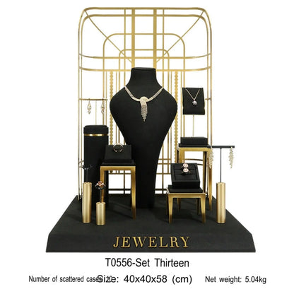 Black jewelry counter display props, necklaces, rings, earrings, studs, bracelets, jewelry display racks Jim Display