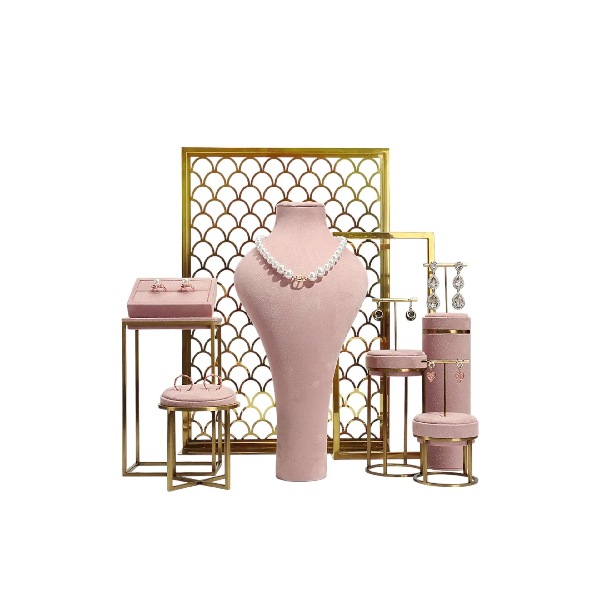 Pink Window Display Props, Metal Jewelry, Necklace Display Shelf, Neck Jewelry Display Props Jim Display