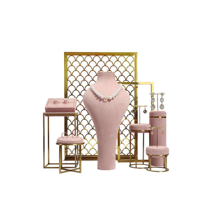 Pink Window Display Props, Metal Jewelry, Necklace Display Shelf, Neck Jewelry Display Props Jim Display