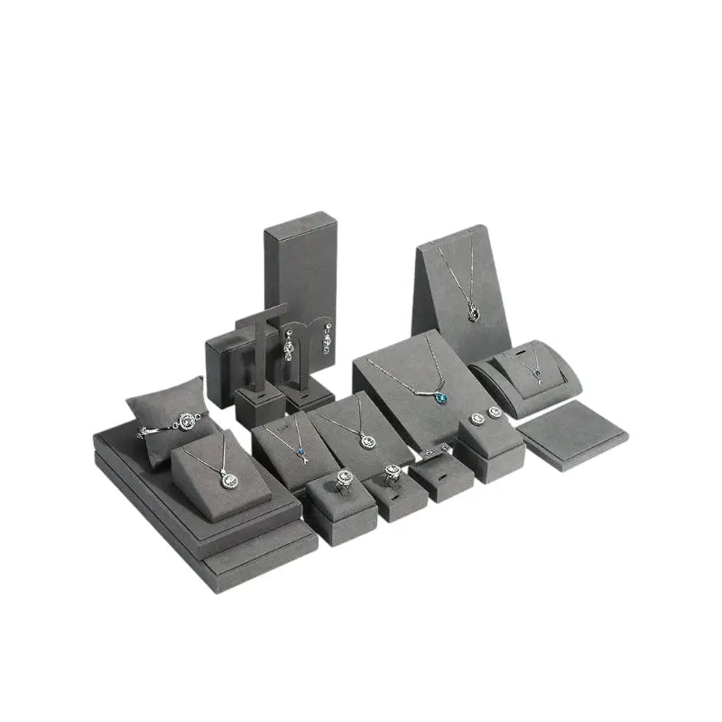 Gray microfiber jewellery display props, necklaces, pendants, earrings, rings, jewelry displays, jewelry display jewelry display shelves Jim Display