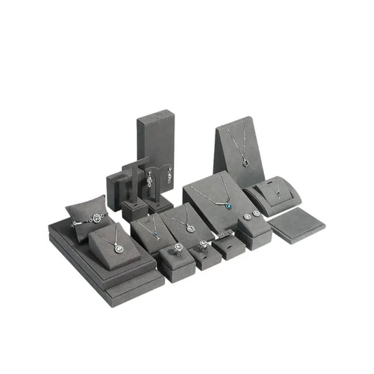 Gray microfiber jewellery display props, necklaces, pendants, earrings, rings, jewelry displays, jewelry display jewelry display shelves Jim Display
