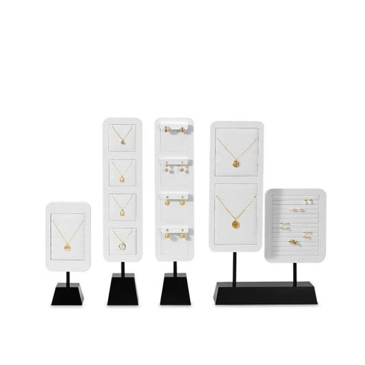 High Jewelry Display Props PU White Ring Earrings Necklace Display Jewelry Display Stand Jim Display
