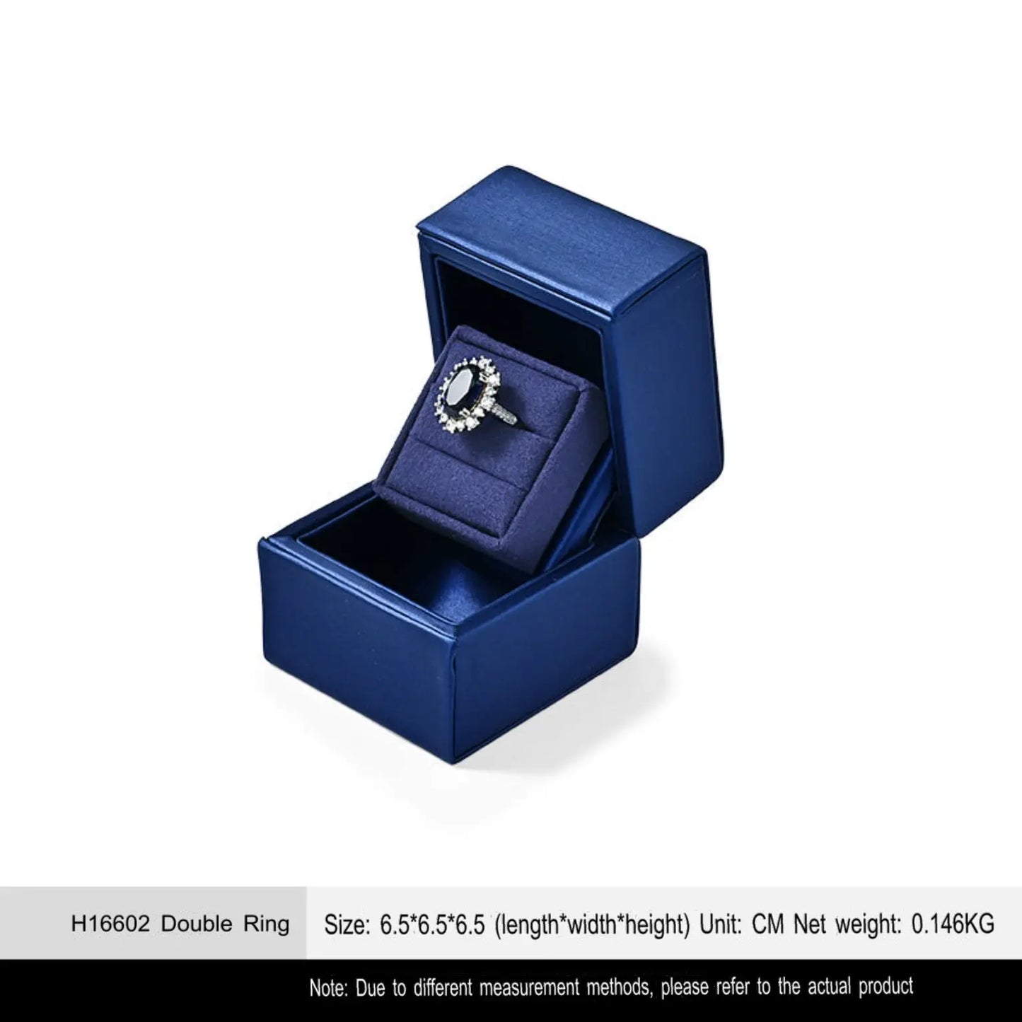 New Ring Storage Box Wedding Proposal Pair Ring Box Blue PU Leather Couple Ring Gift Box Jim Display