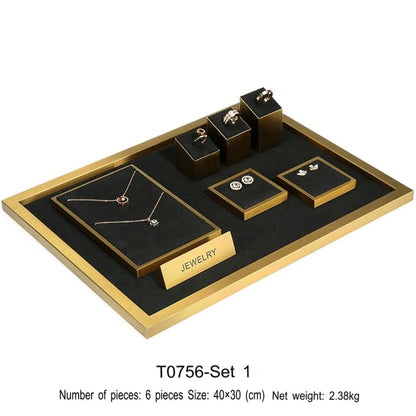Jewelry props black high-grade microfiber metal jewelry display props necklace display shelf, ring earrings display shelf Jim Display